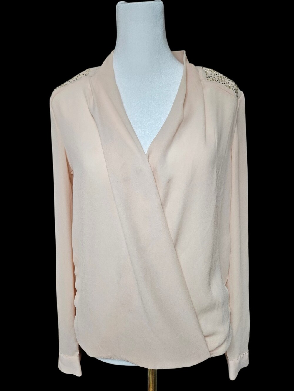 Women’s Draped V-Neck Long-Sleeve Blouse